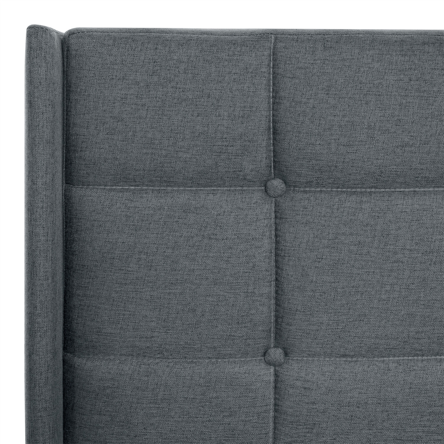 Queen Size Bed Frame Upholstered Platform Bed Frame w/ Headboard Drak Grey