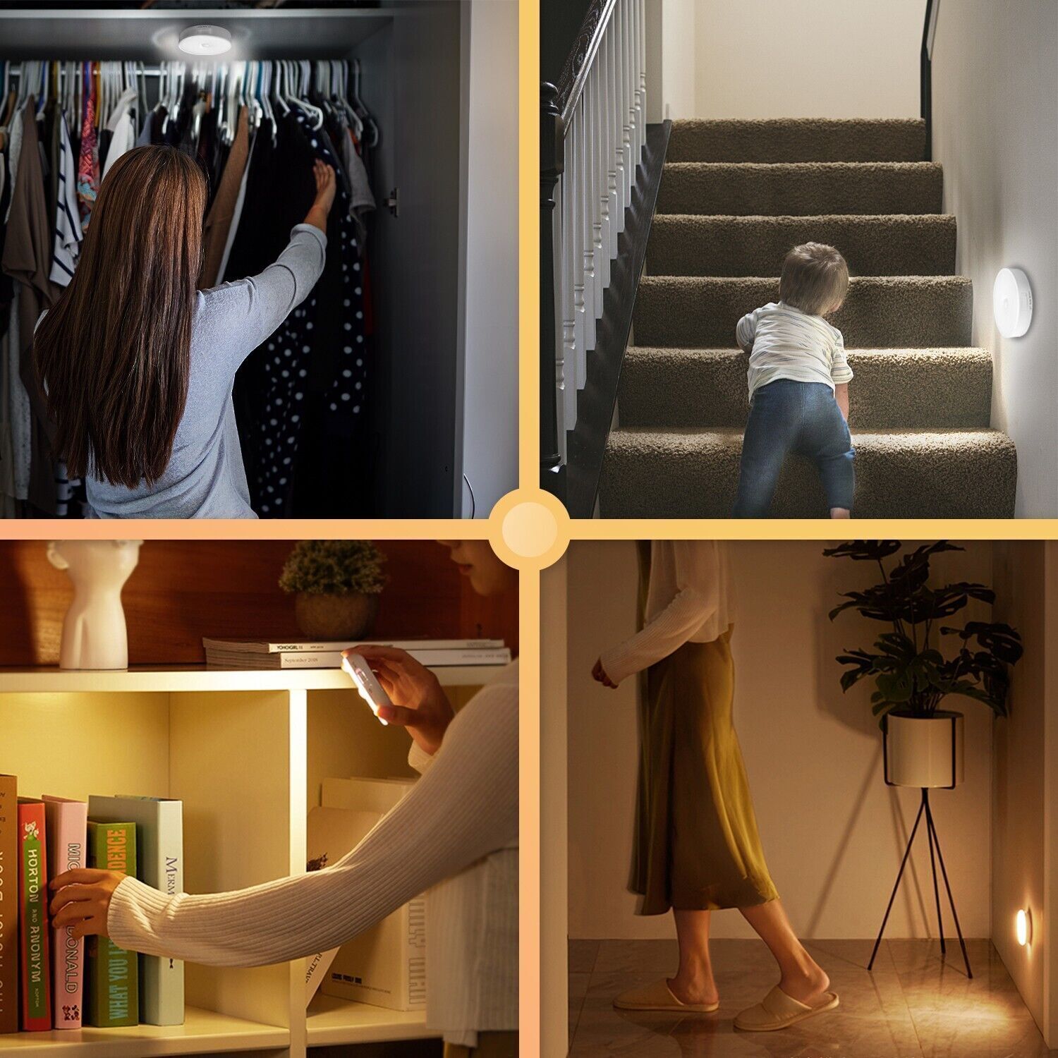 LED Motion Sensor Under Cabinet Closet Light USB Rechargeable Kitchen Lamp