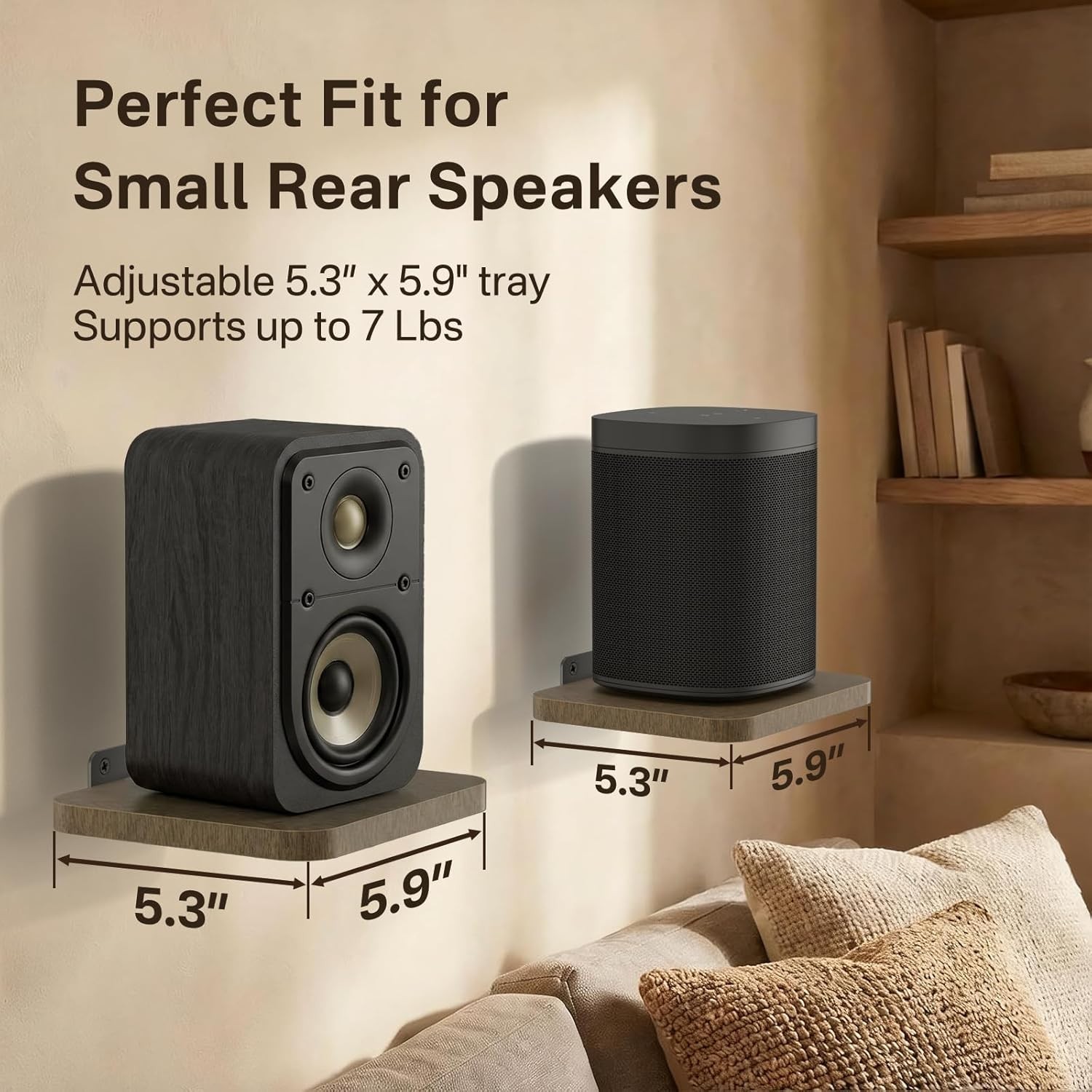 Compact Adjustable Speaker Wall Mount for 7 lbs - Easy Installation Included