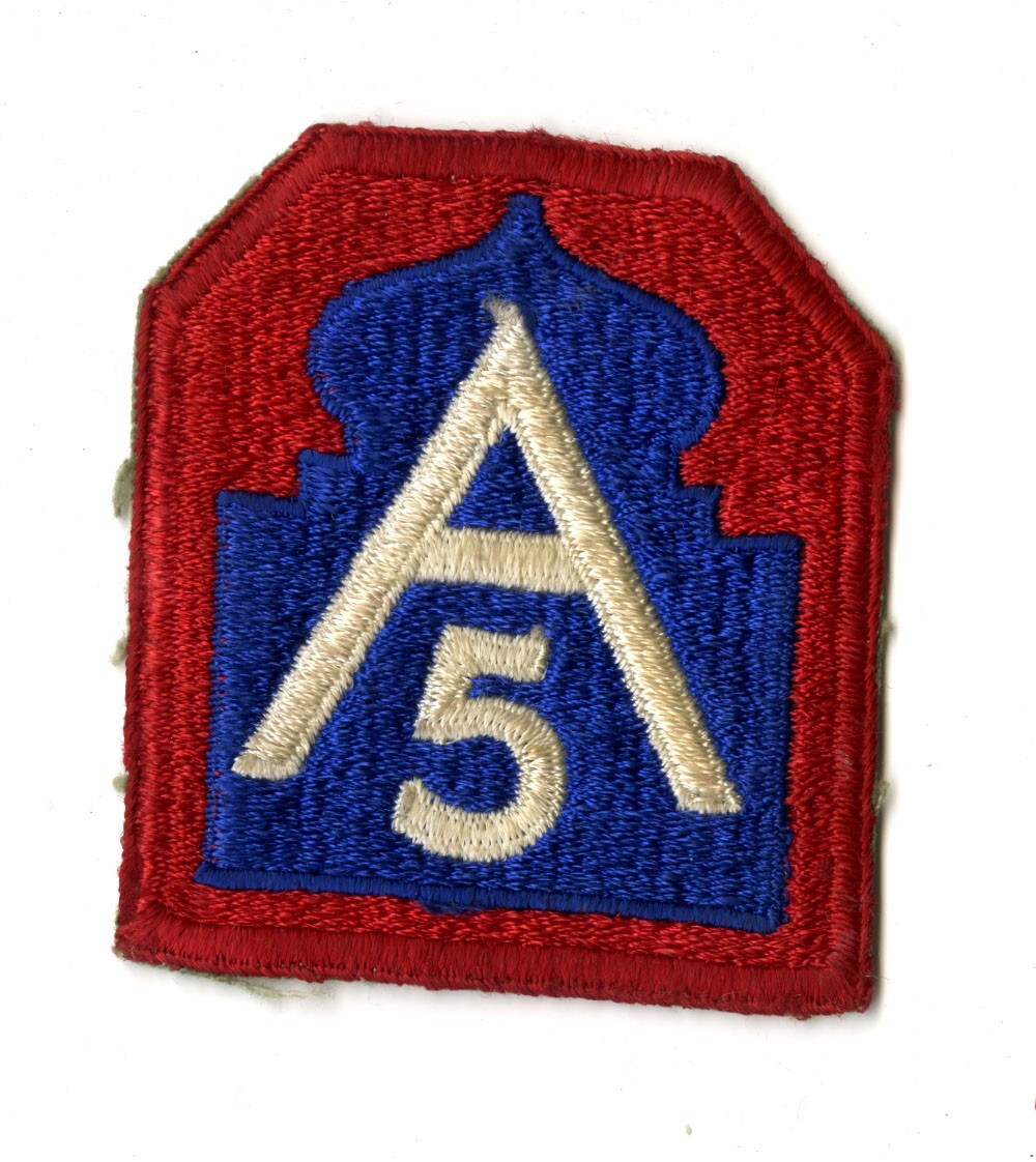 Fifth Army White Back Patch WWII Vintage Italy Europe Mark Clark