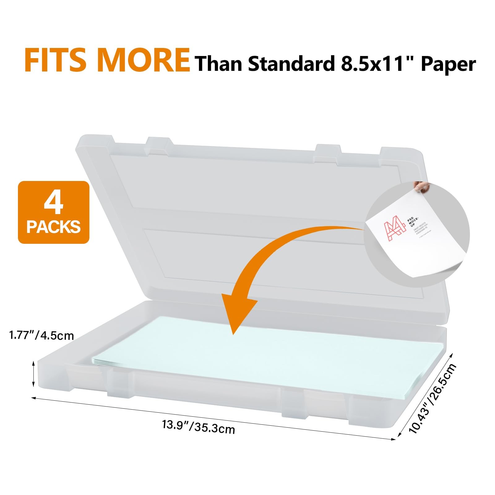 Scrapbook Paper Storage 4 Pack Stackable Craft Organizers Handle 8.5x11 Box