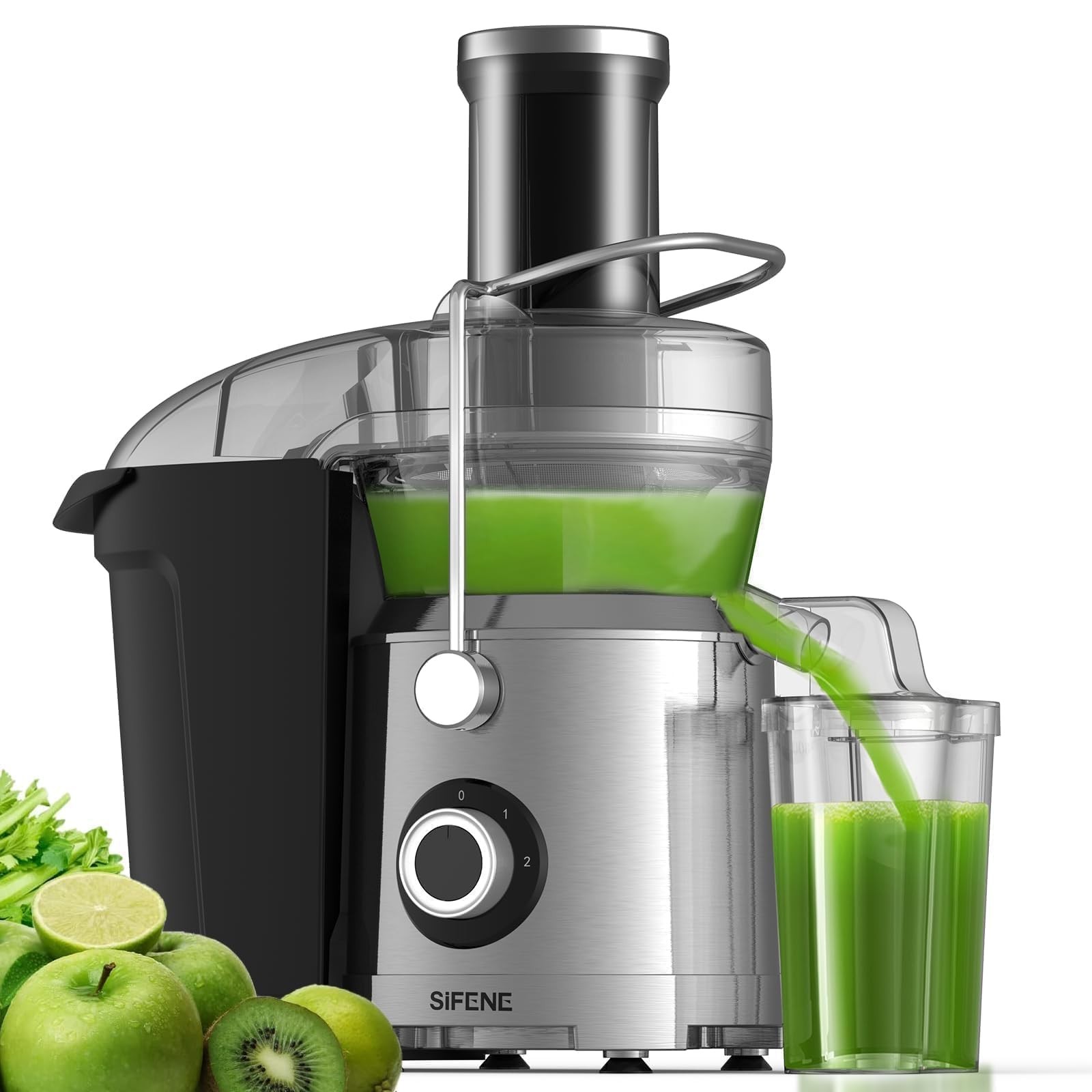 SIFENE Centrifugal Juicer Machine, 3.2-Inch Wide Chute Juice Extractor for Ce...