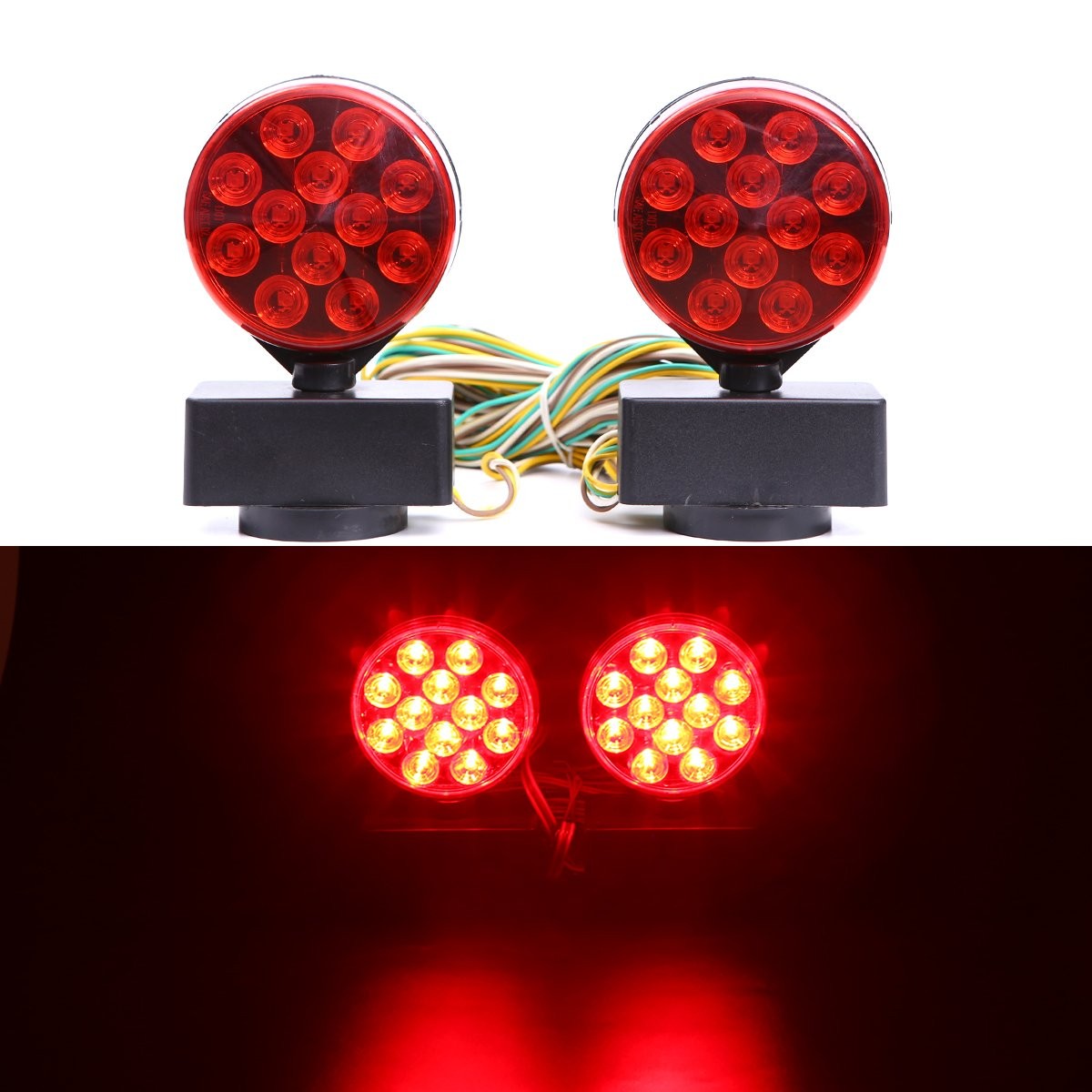 CZC AUTO 12V LED Magnetic Towing Light Kit for Boat Trailer Rectangular Base