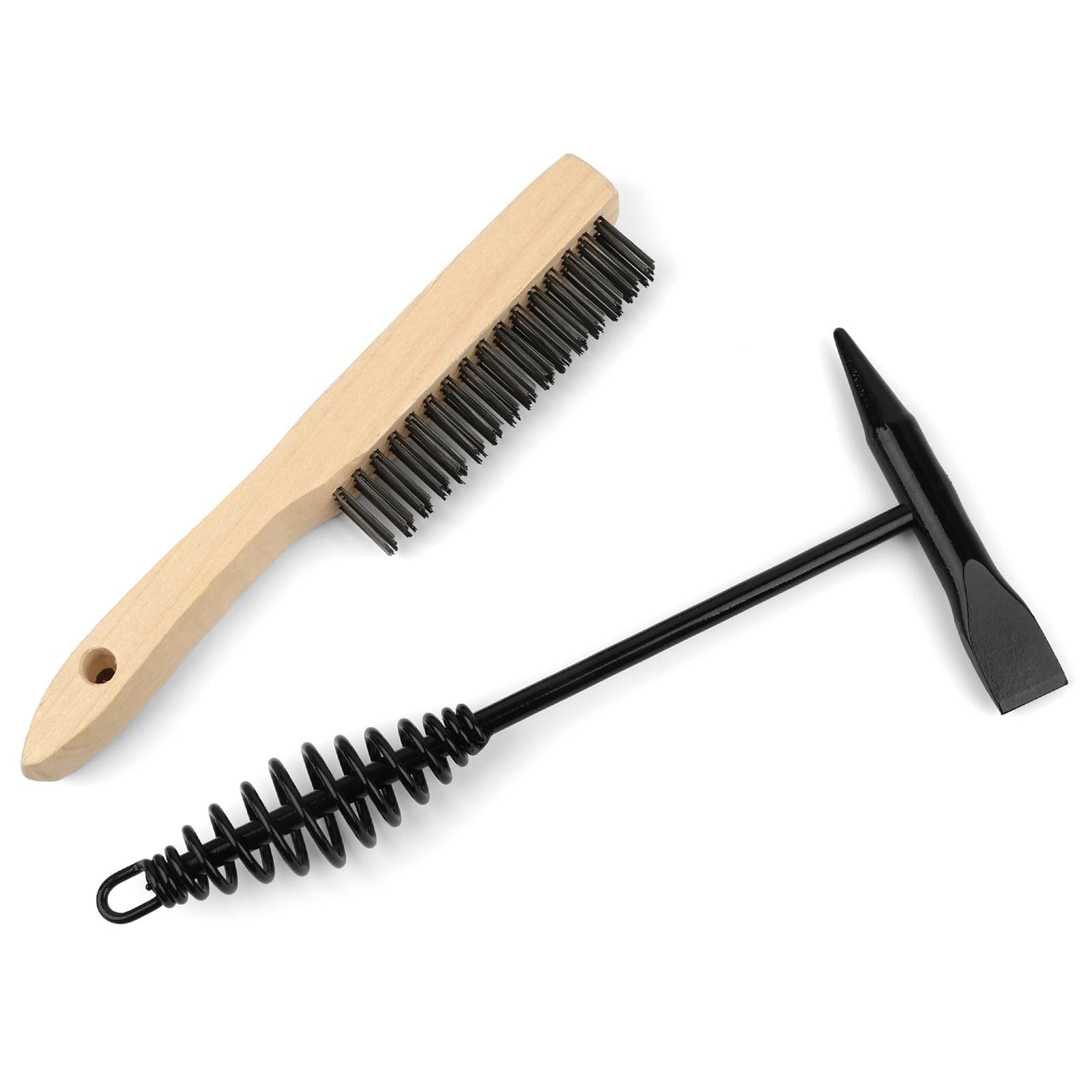 2 Pack Welding Chipping Hammer and Wire Brush Set – 11" Hammer with Coil Spri...