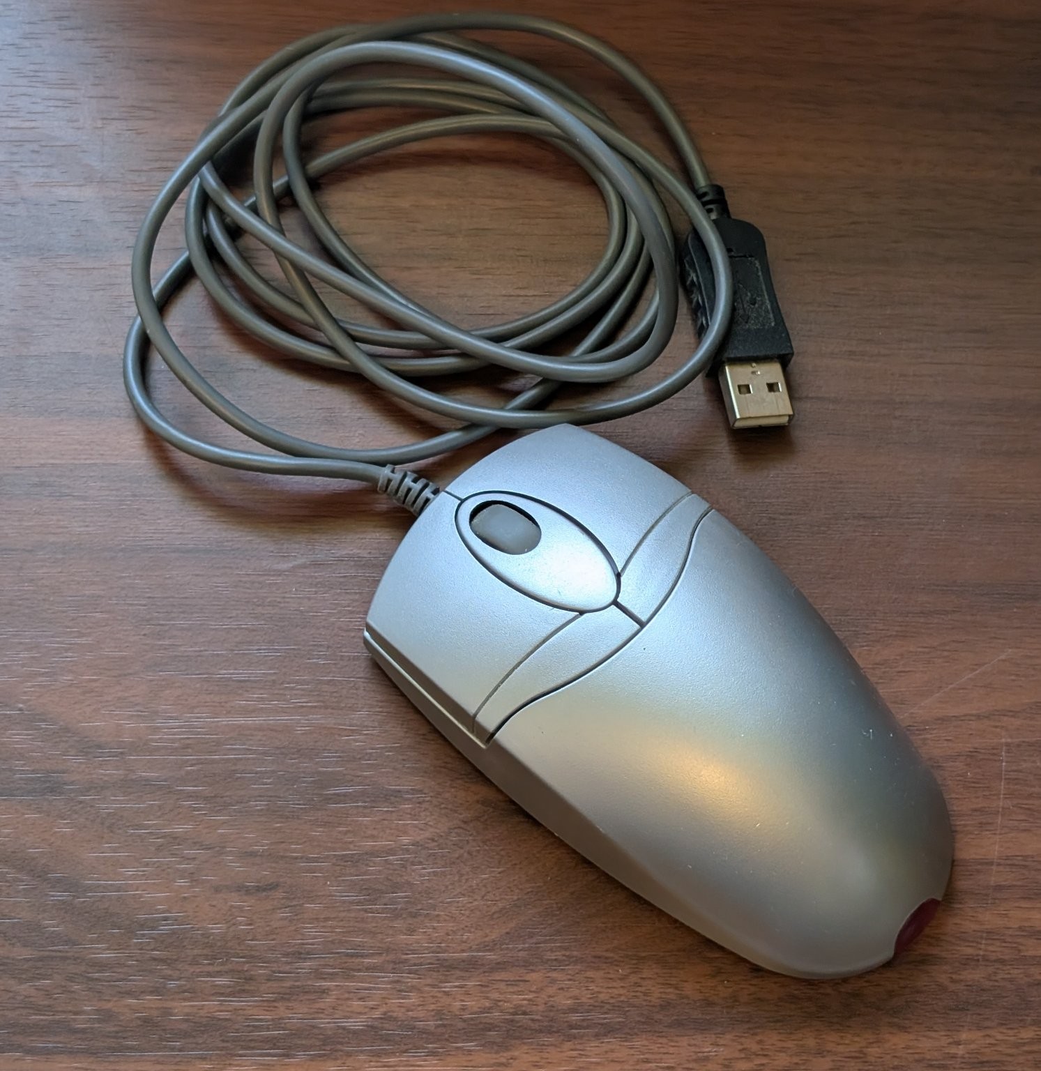 OptiEye-E USB Wired Optical Mouse Silver Grey Translucent Red