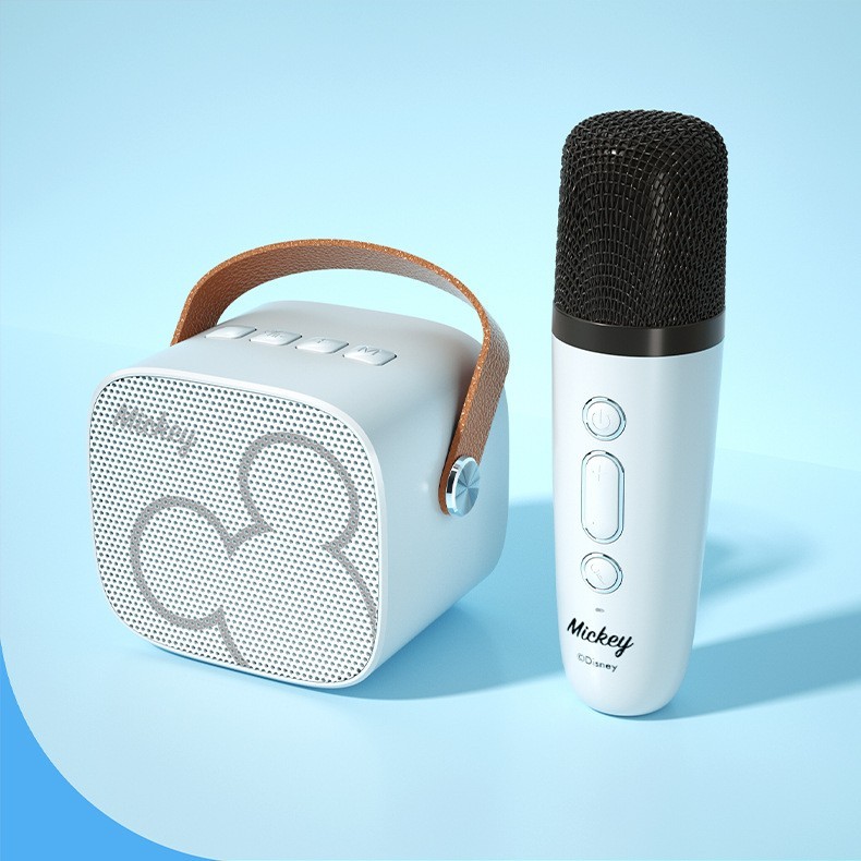 Mini Wireless Bluetooth Microphone Speaker w/ 1 Mic Home KTV Karaoke Gift White