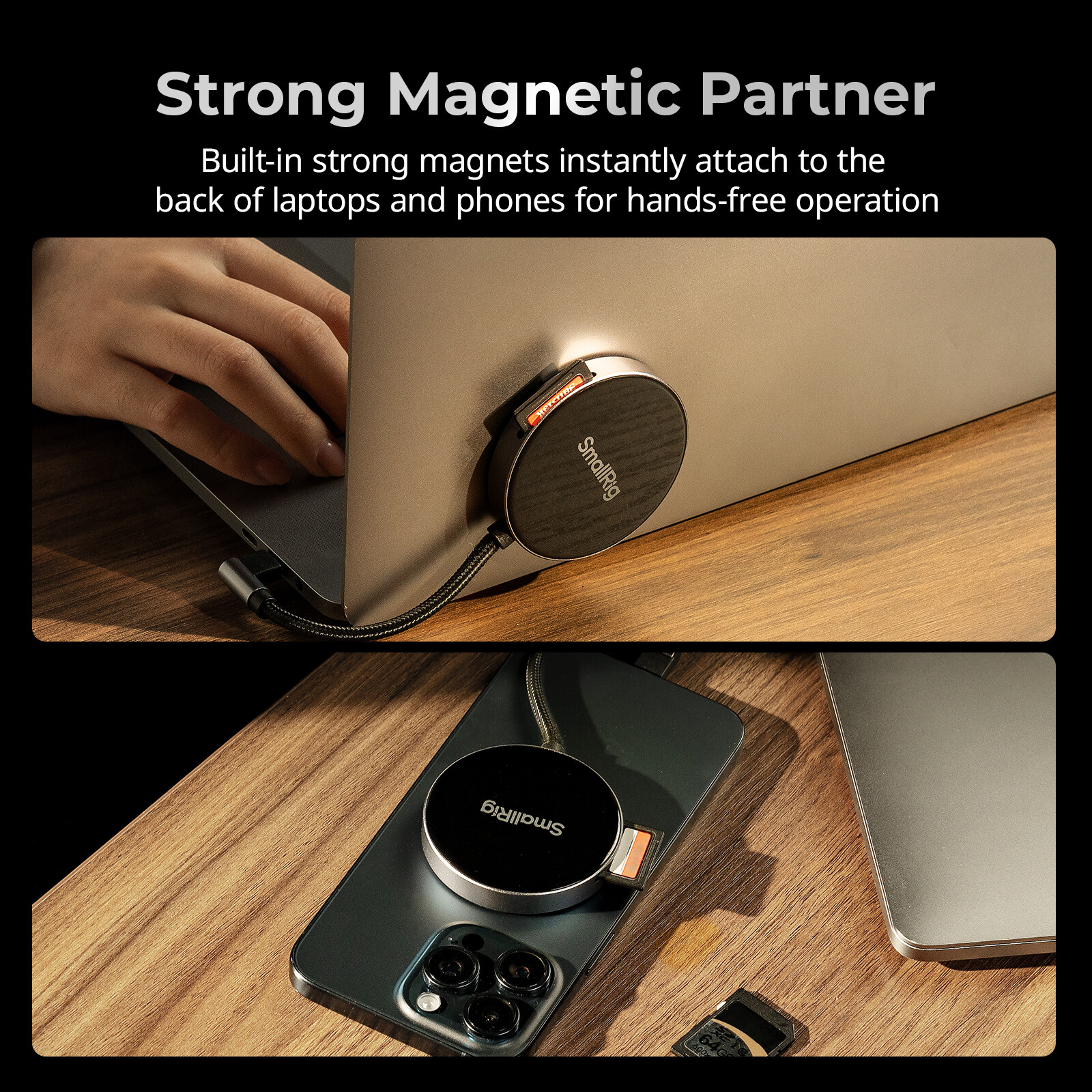 SmallRig SD/TF Reader, USB 4.0 High-Speed, Magnetic Dock for iPhone 16/Samsung