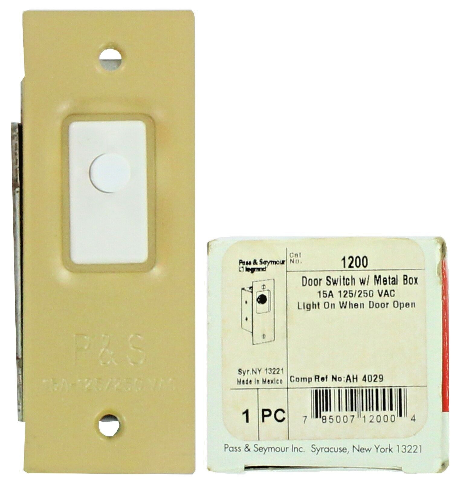 Pass & Seymour 1200 Door Switch w/ Metal Box 15A 125/250VAC