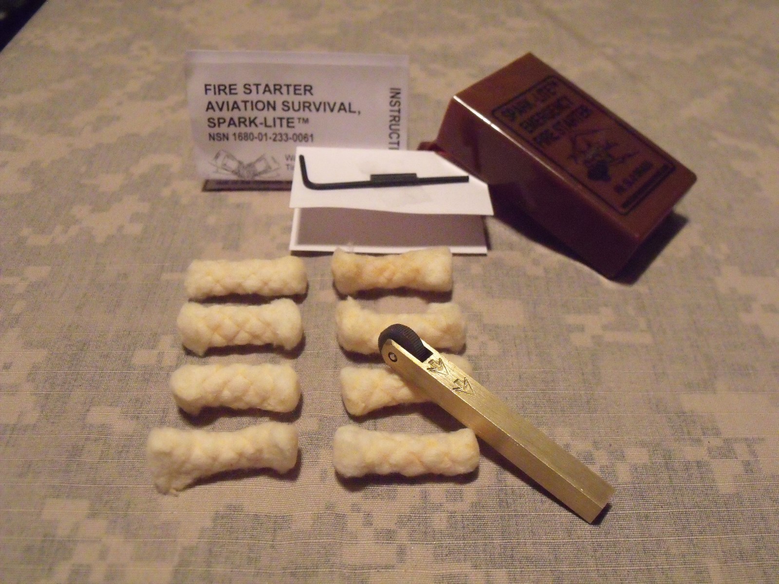Spark-Lite Aviation/Military Survival Fire Starter Kit, BRASS (Brand New Model)