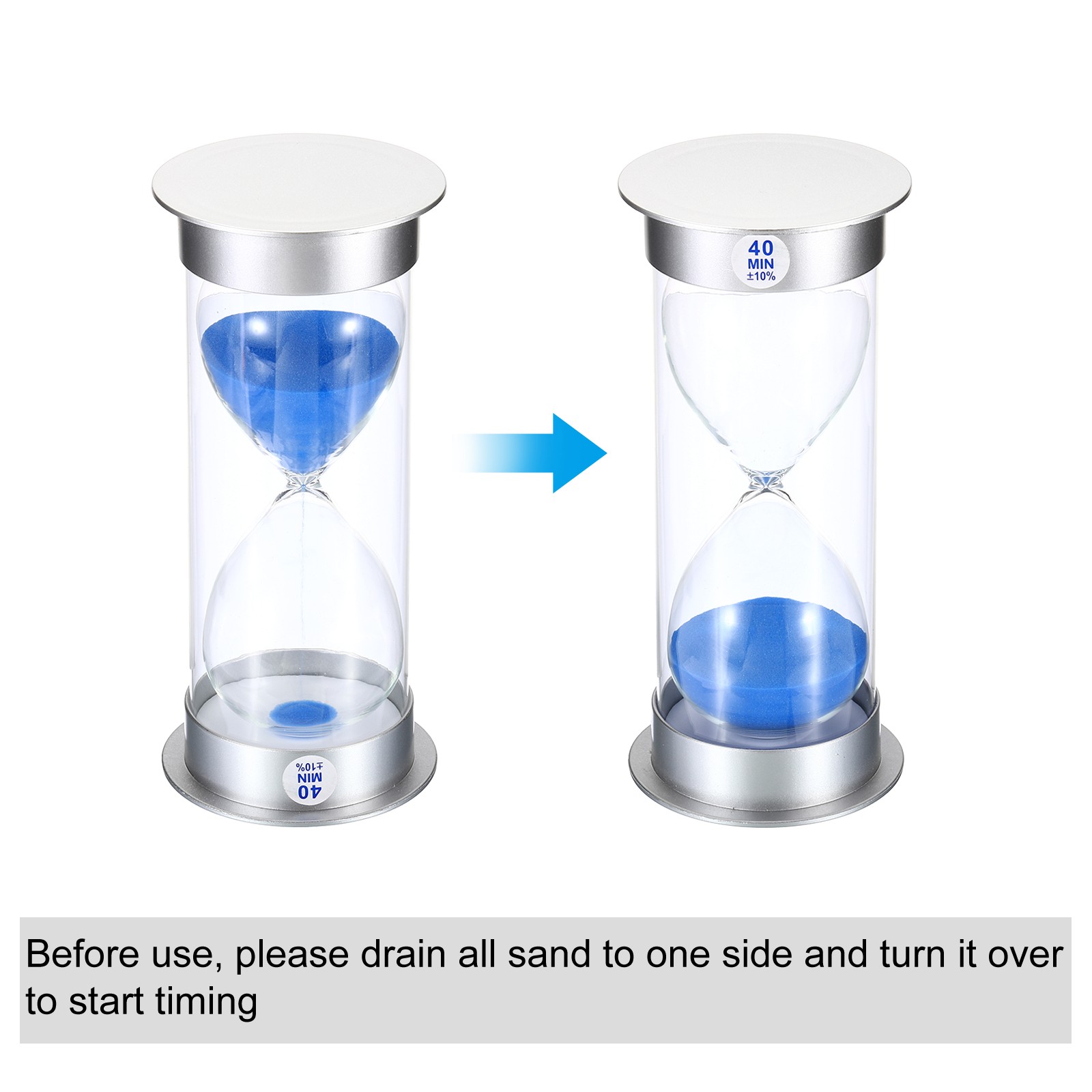 40 Minute Sand Timer, Sandy Clock Count Down Sand Glass, Blue Sands