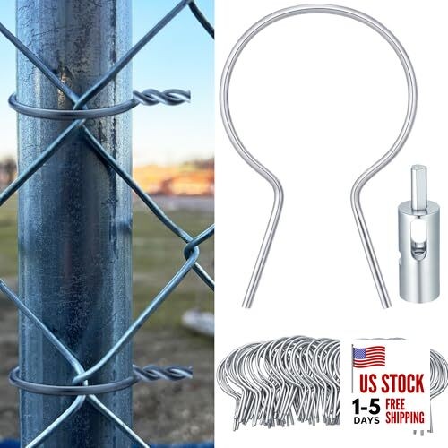 50 Pcs 4'' OD Twist Fence Ties Preformed 9 Gauge Galvanized Steel with Drill