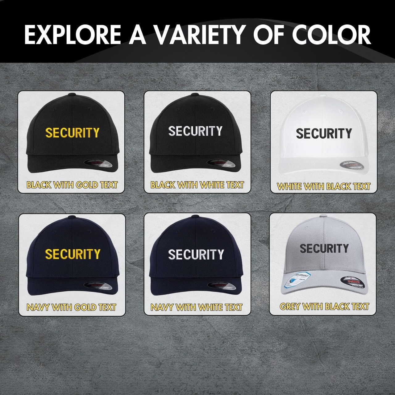 SECURITY Fitted Baseball Hat Uniform Guard Officer Pro-Formance Flexfit Cap