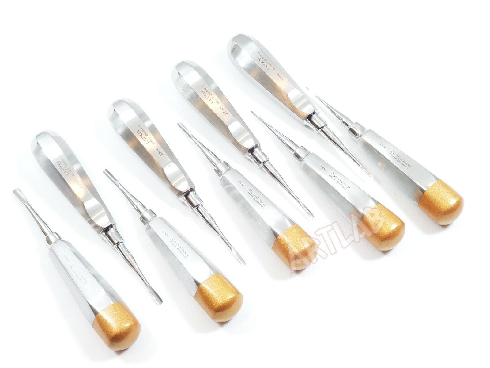 NEW GERMAN 9 PCS STRAIGHT DENTAL SURGERY EXTRACTION LUXATING ELEVATOR (GOLD)