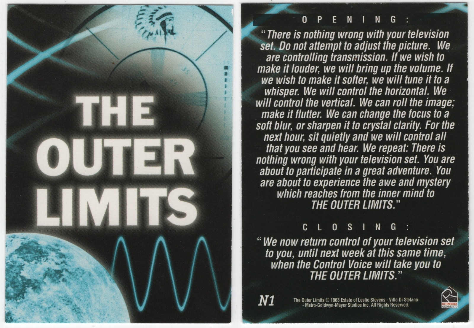 The Outer Limits Rittenhouse Trading Cards Opening/Closing Box Topper #N1 VFN