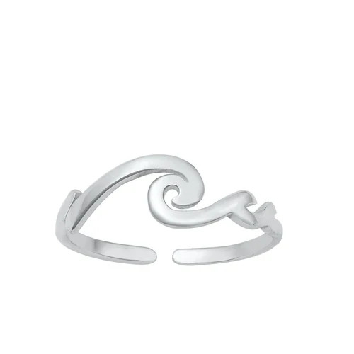 Sterling Silver Swirl Wave Adjustable Toe Ring