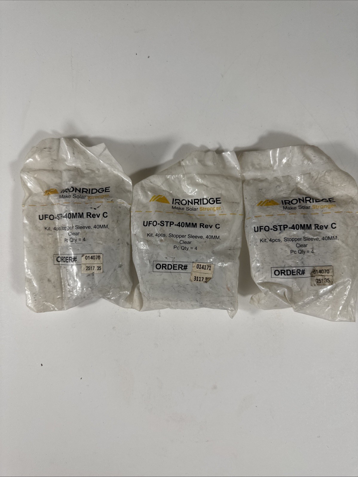 Ironridge UFO-STP-40mm Rev C Stopper Sleeve Clear 40mm Lot of 3 Packs (12 Total)