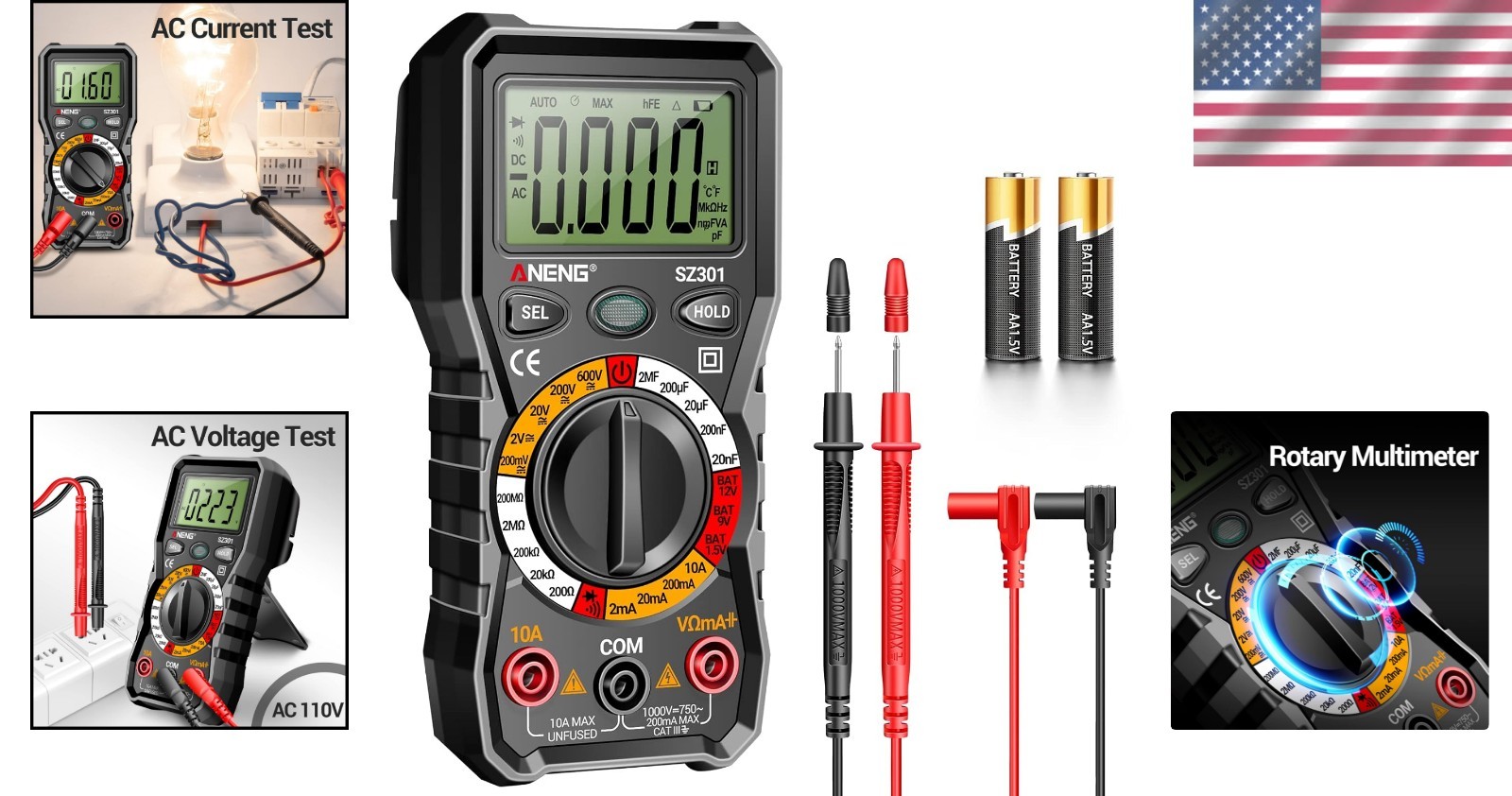 Compact Digital Multimeter - AC/DC Voltmeter with Protective Case & Precision