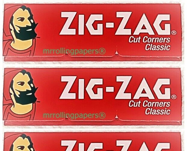 2x Zig Zag Rolling Papers Classic Red Cut Corners 2 Pks 60Lvs/Pk *USA SHIPPED*