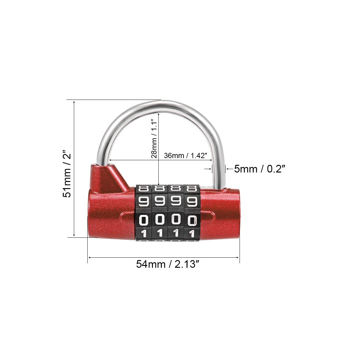 4-Digit Combination Padlock 2-inch Resettable Lock for Gate Locker Red 2Pcs