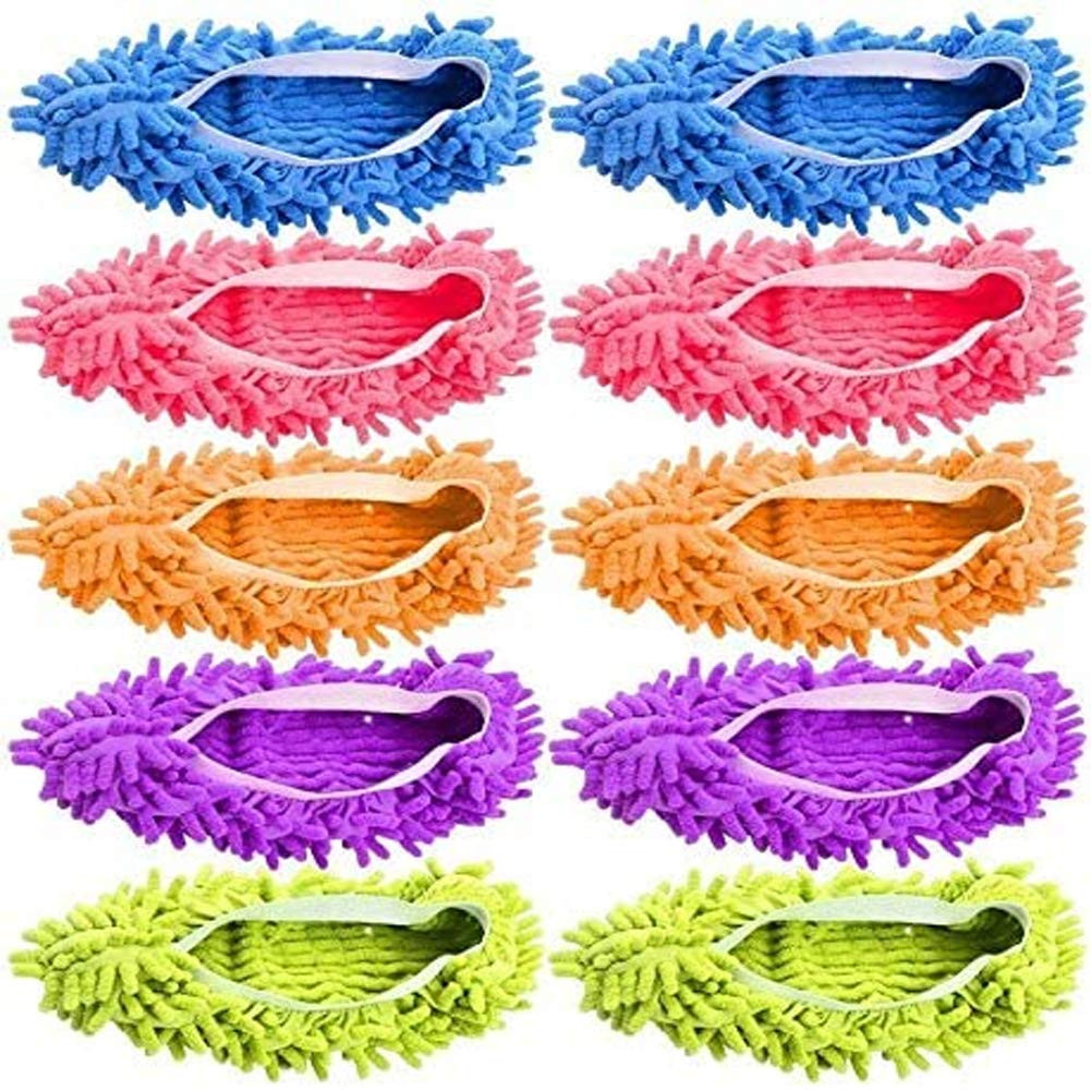 Mop Slippers Shoes 5 Pairs (10 Pieces) - Microfiber Cleaning House Mop Slippers