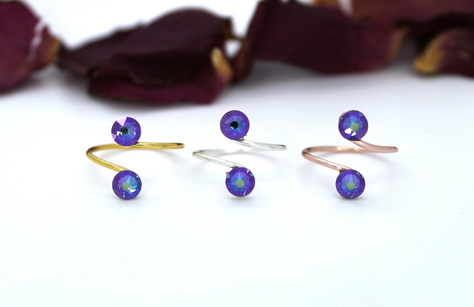 Premium Range Adjustable Toe Rings made with Paradise Shine Swarovski Elements