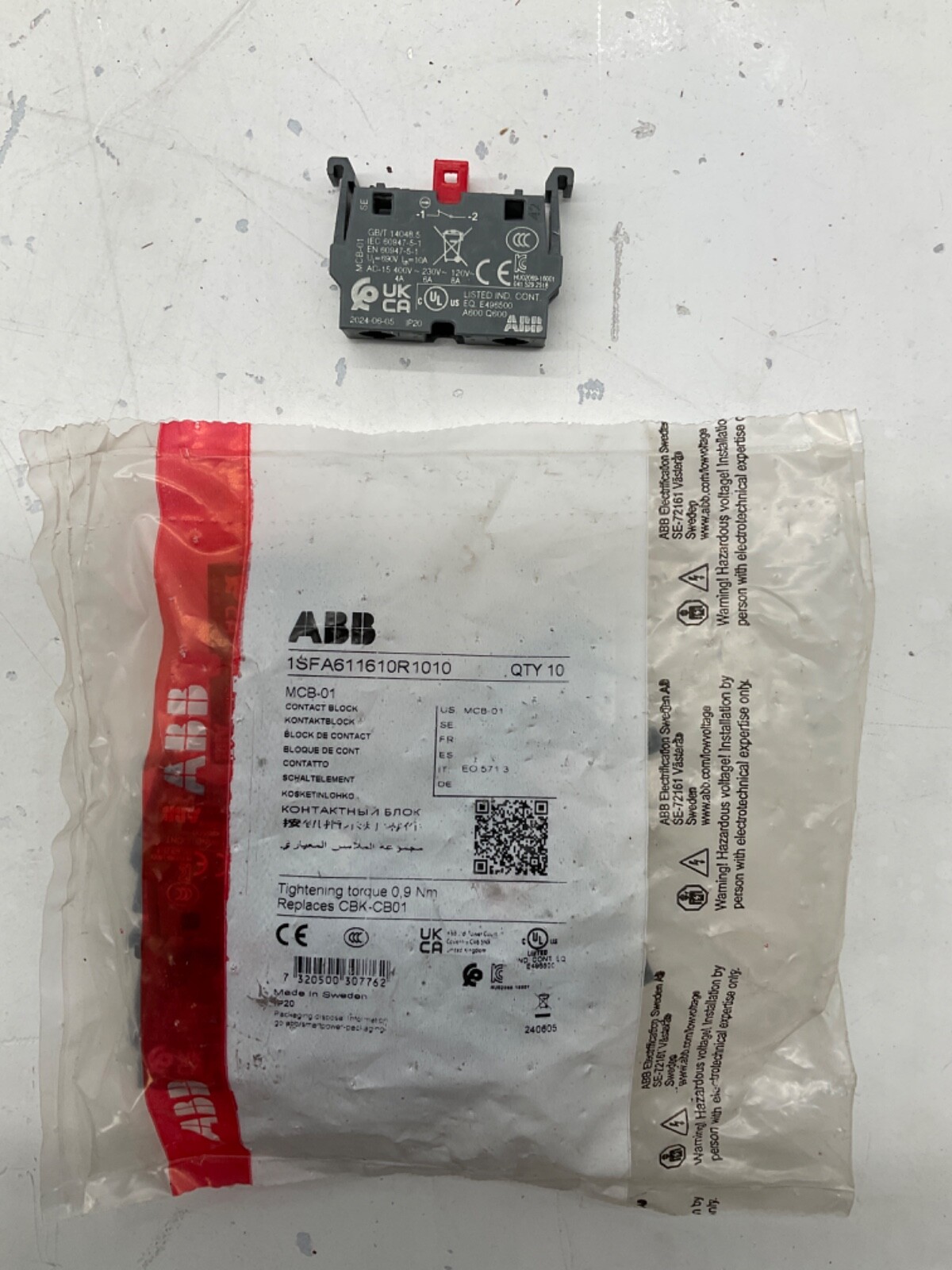 NEW ABB MCB-01 CONTACT BLOCK NC PRICED AND SOLD EACH