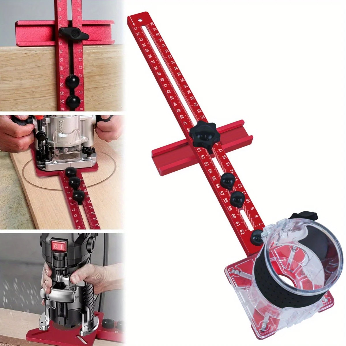 Router Milling Groove Bracket 4in1 Aluminum Cabinet Hardware Jig Circle Cutter