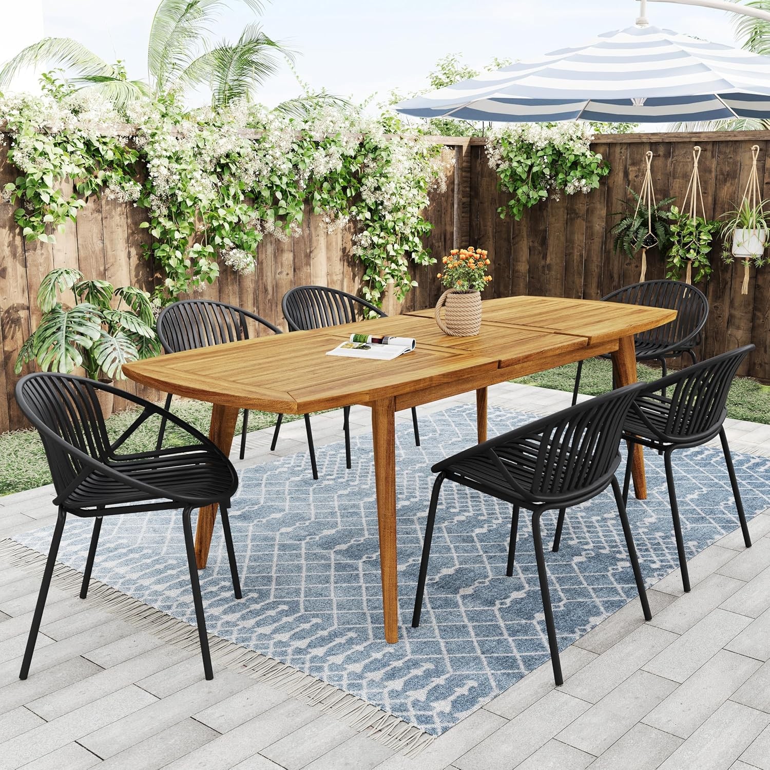 Set of 2 Tita Modern Patio Outdoor Dining Chairs Stacking Chair Outside Dinner