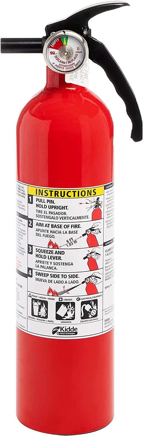 Kidde Fire Extinguisher for Home DRY CHEMICAL with Mounting Bracket - Red