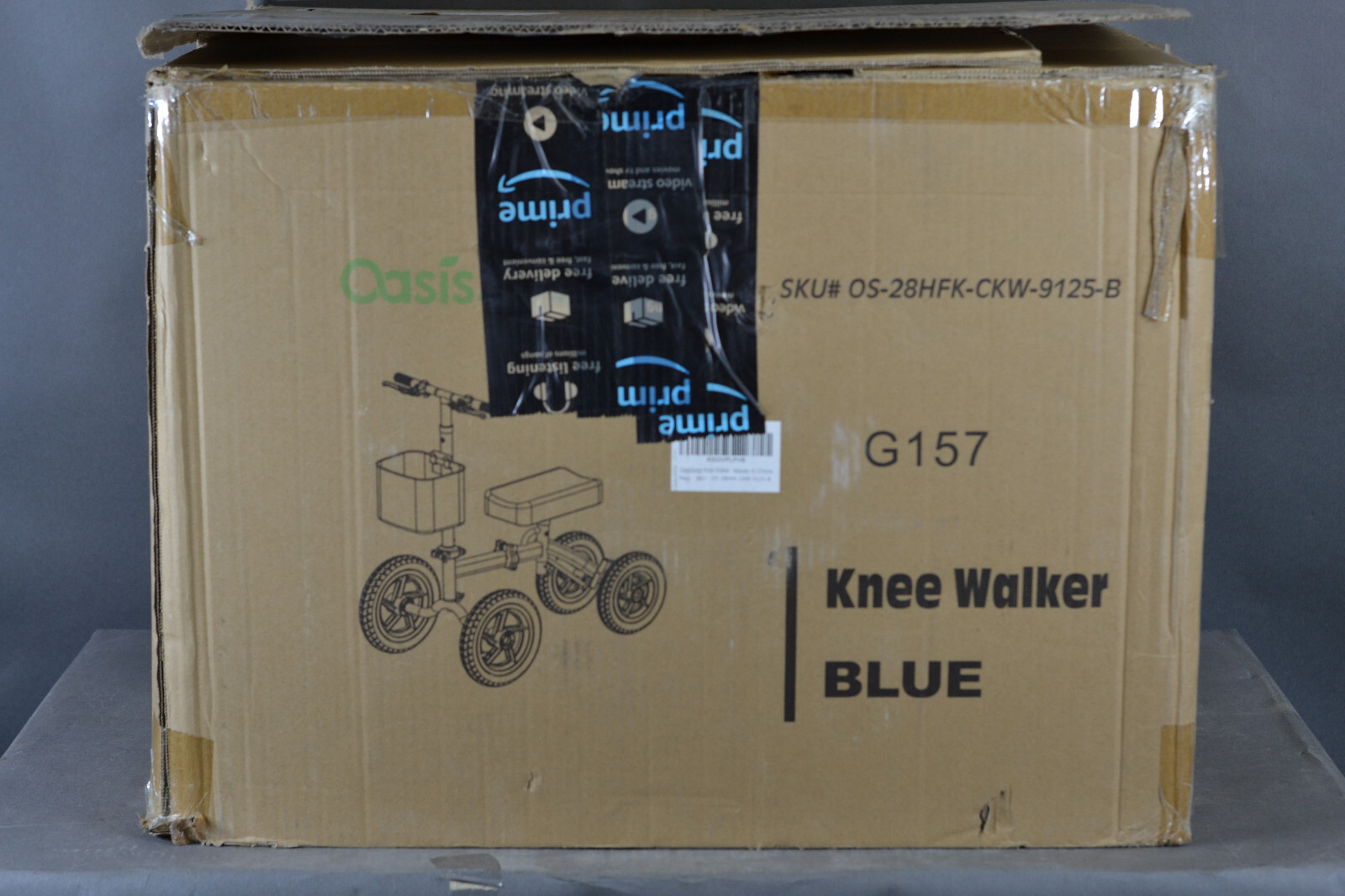 OasisSpace All Terrain Knee Scooter, Knee Walker with 12” Non-Pneumatic BLUE
