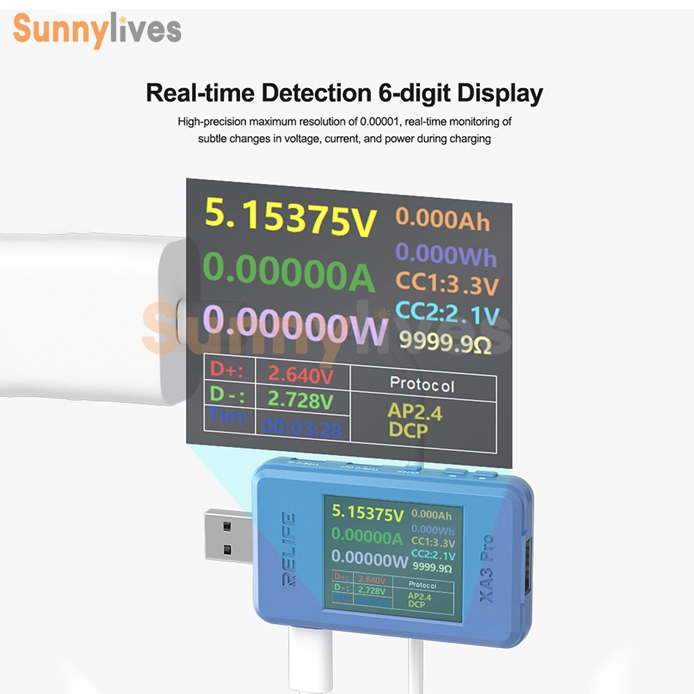 XA3 Pro LCD Digital Voltage Current USB Power Meter Protocol Auto Identification