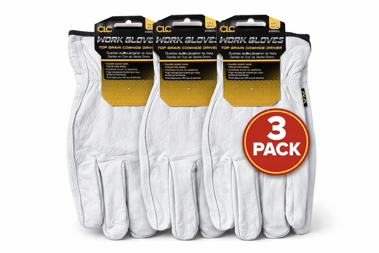 🔥 CLC Top Grain Cowhide Work Gloves – 3 Pack (XL) 🔥
