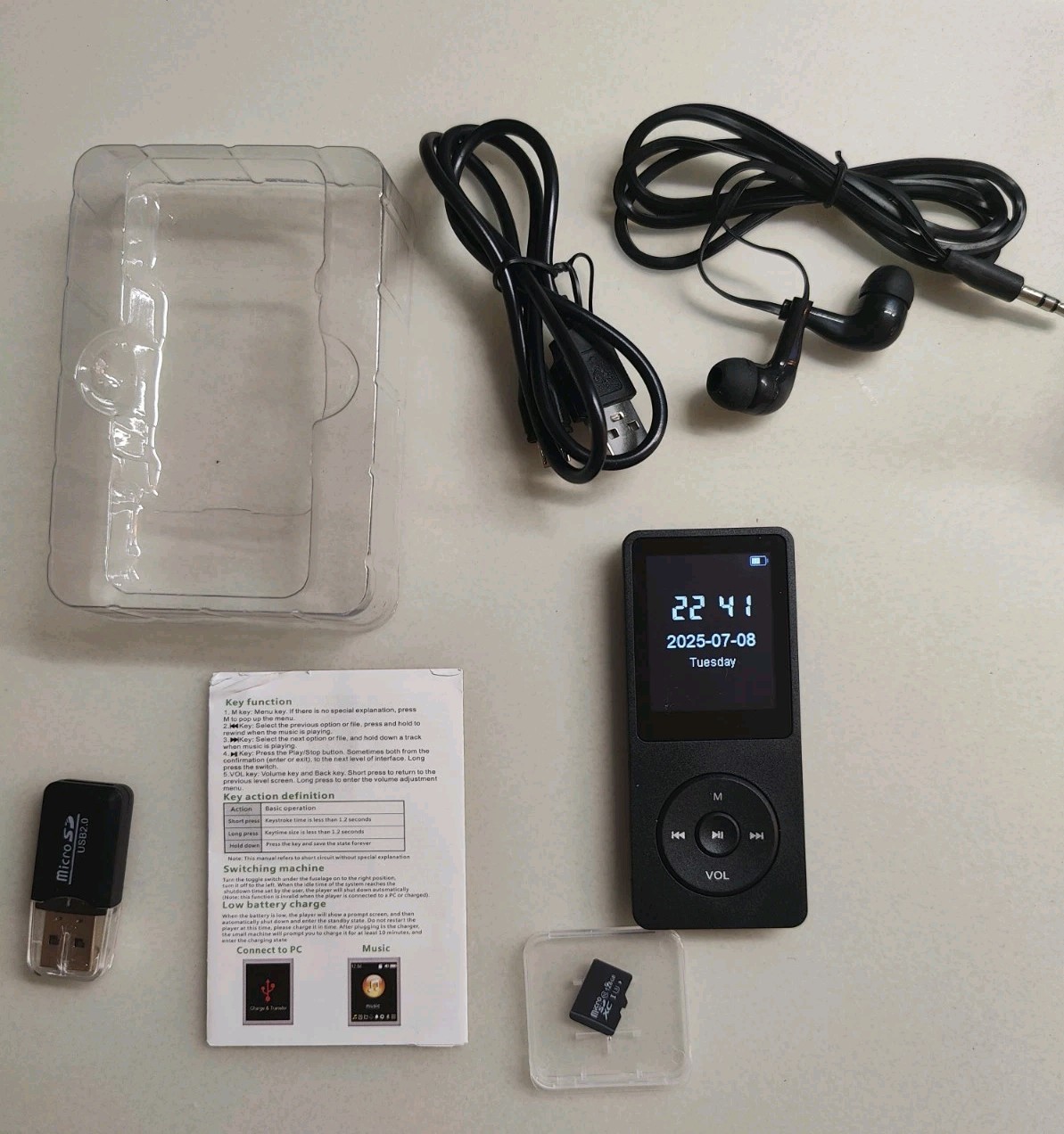 128GB MP3 Player w/ Bluetooth Built-in Speaker, Black