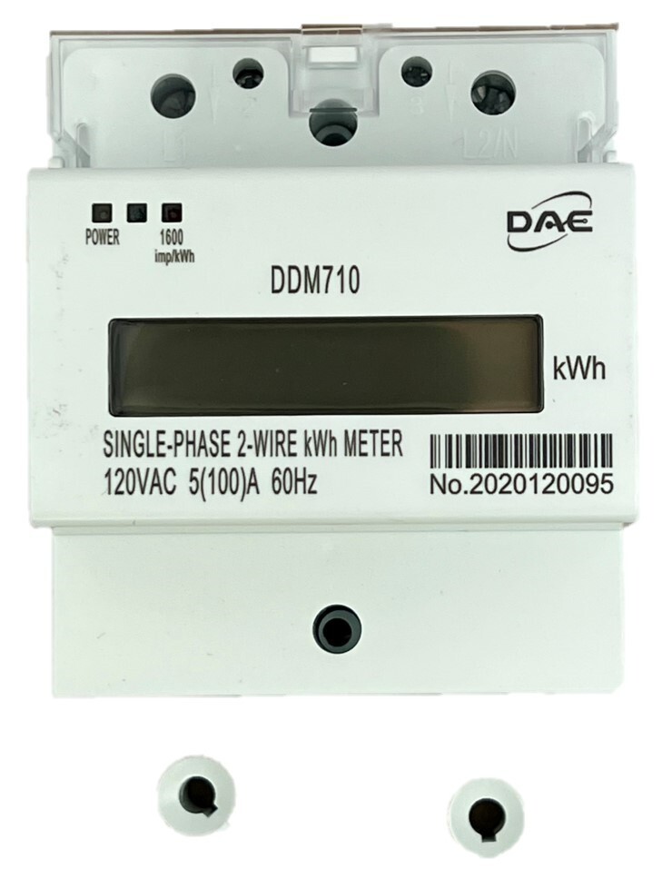 DAE DDM710 120V kWh Meter, 100A, 1P2W (1H1N), Internal CT, 60 Hz, Pass Through