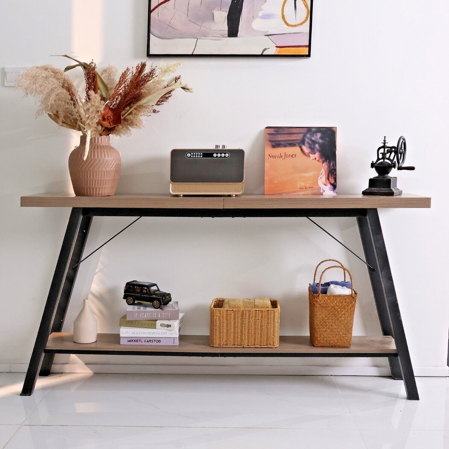 63 inch Entryway Console Table Extra Long Entryway Table w/Shelf Hign Bar Table