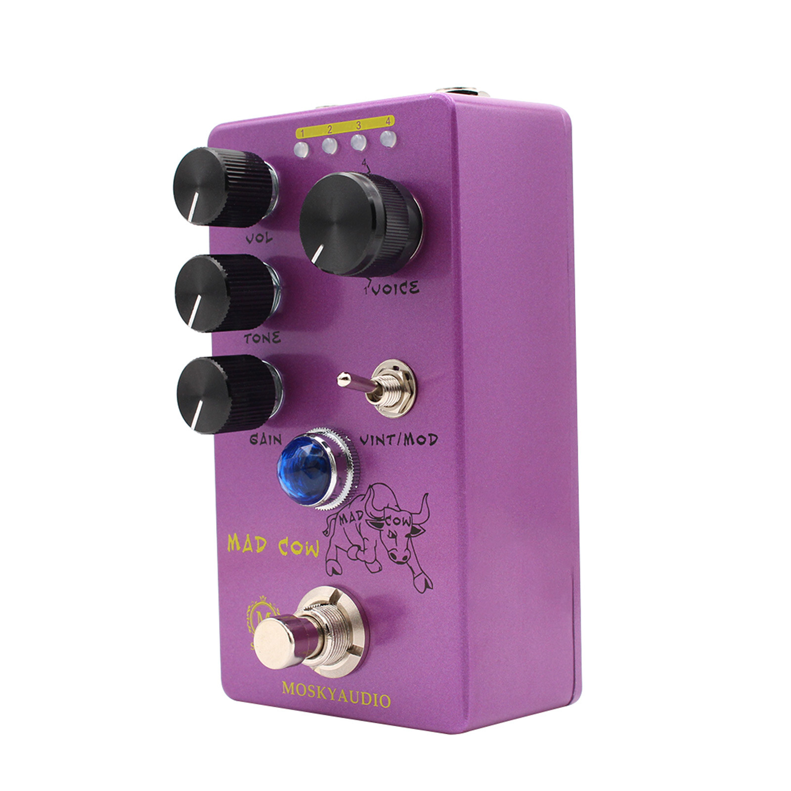 MOSKYaudio Distortion Guitar Effect Pedal 4 Mode True Bypass, Tube Amplifier