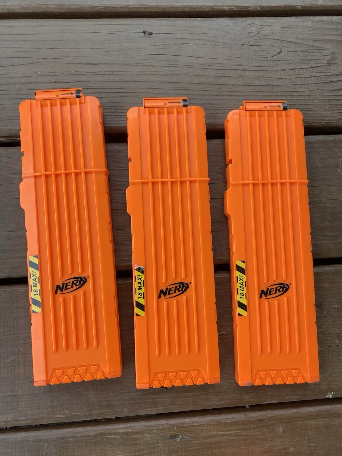 Lot of 3 NERF 18 Max Round Magazine Clip N-Strike Elite Dart Gun Ammo Orange