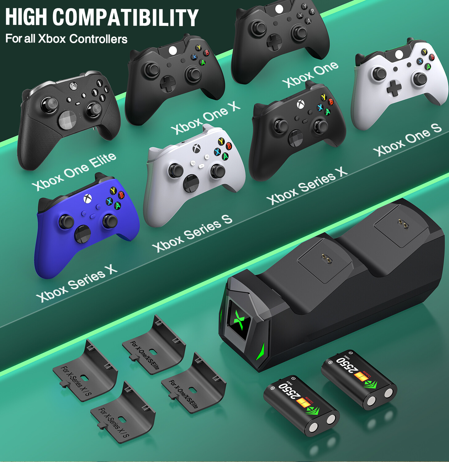 Rechargeable Battery Pack Charging Dock For Xbox One Elite/Series X S Controller