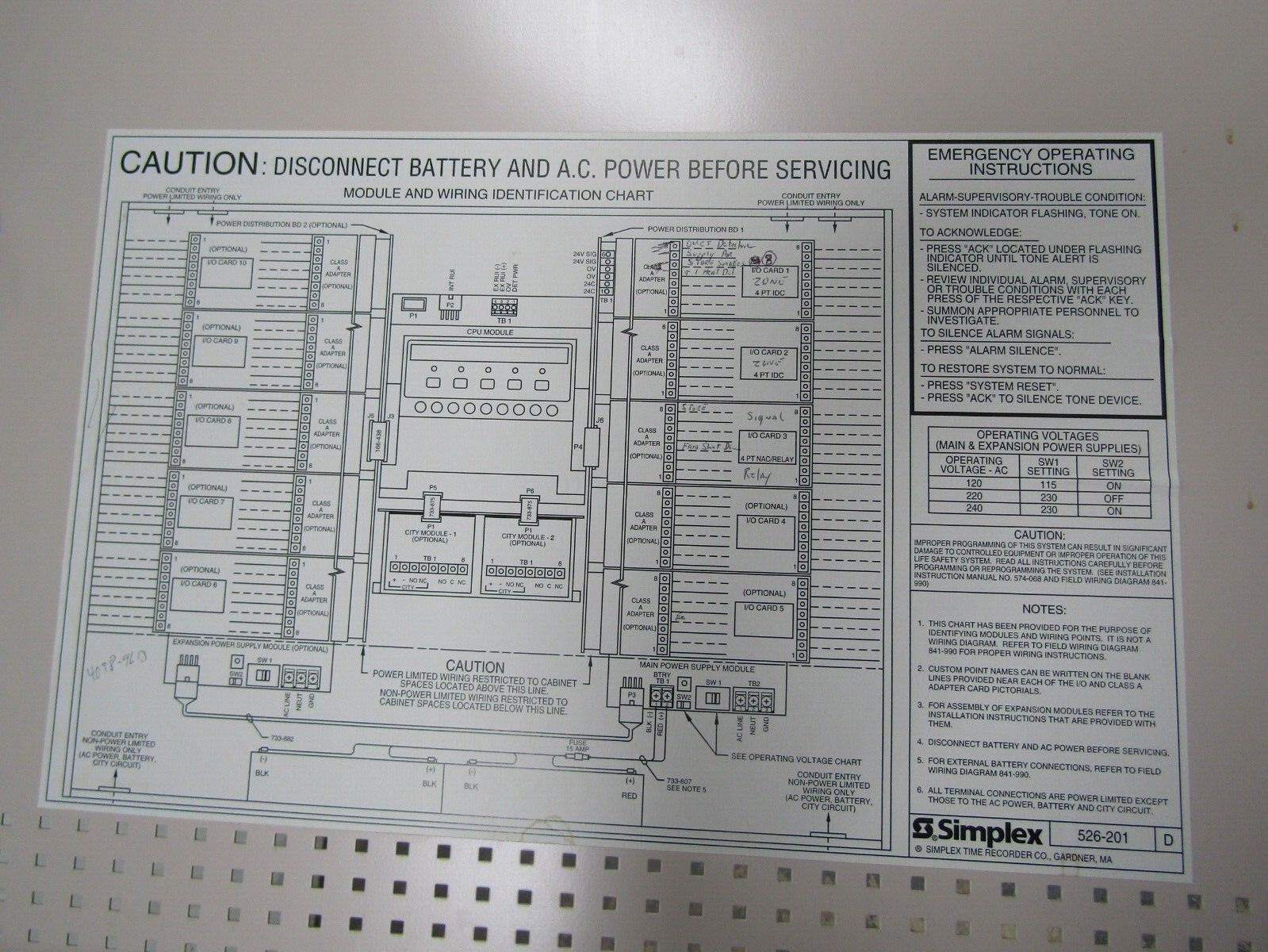 💥SIMPLEX 4005 FIRE ALARM CONTROL PANEL 120/240 VAC 4005-9101