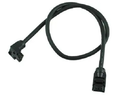 20cm Black SATA 3 III 6 GB/s Round SSD/HDD Data Cable Straight to Rt Angle