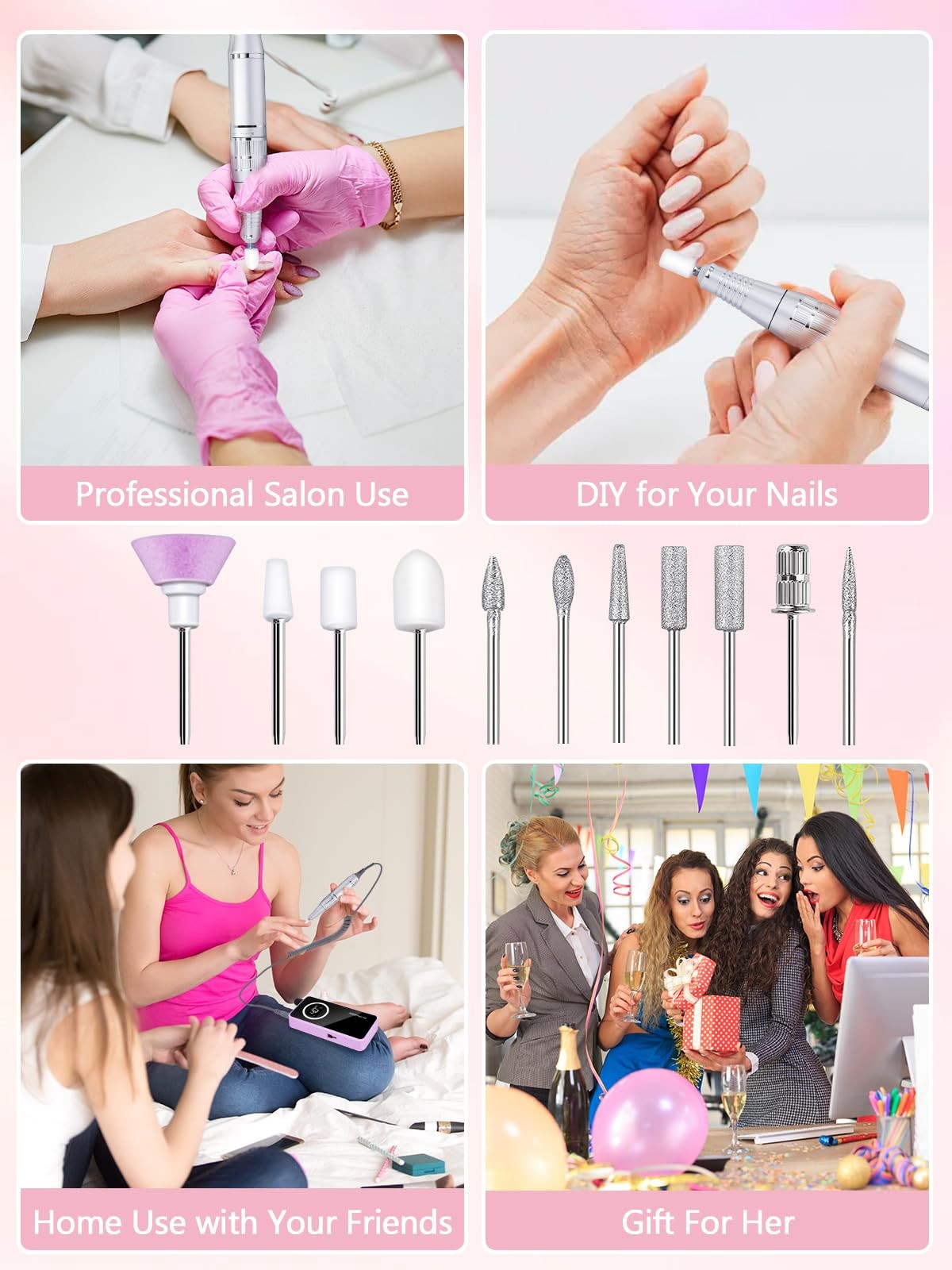 Nail Drill, Portable Electric Nail File 50000RPM, Rechargeable Nail Drill Pro...