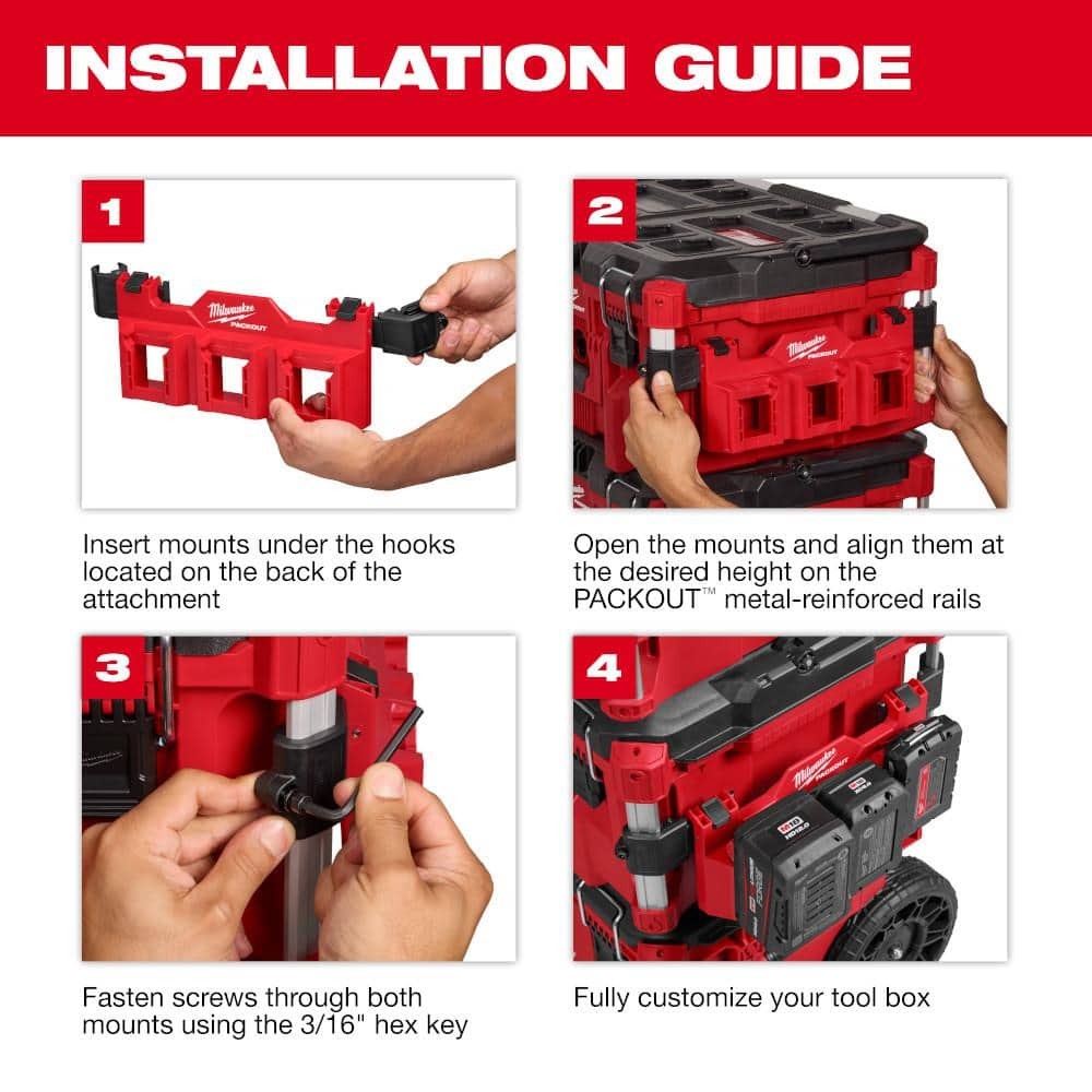 Milwaukee PACKOUT Compact Plate Tool Box Rack Attachment