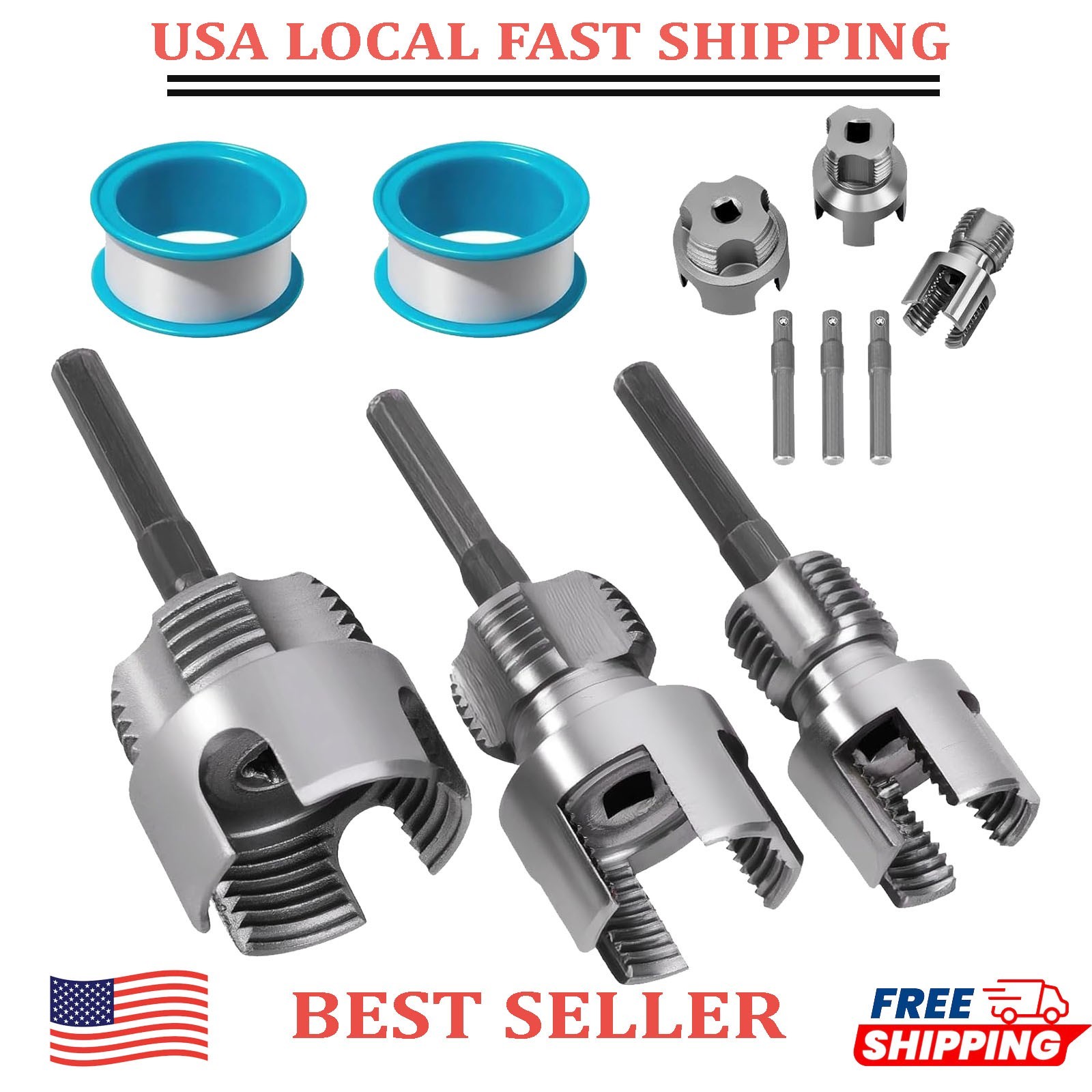 3Pcs Integrated Internal & External Pipe Threading Tool, Pipe Tapping and Thread
