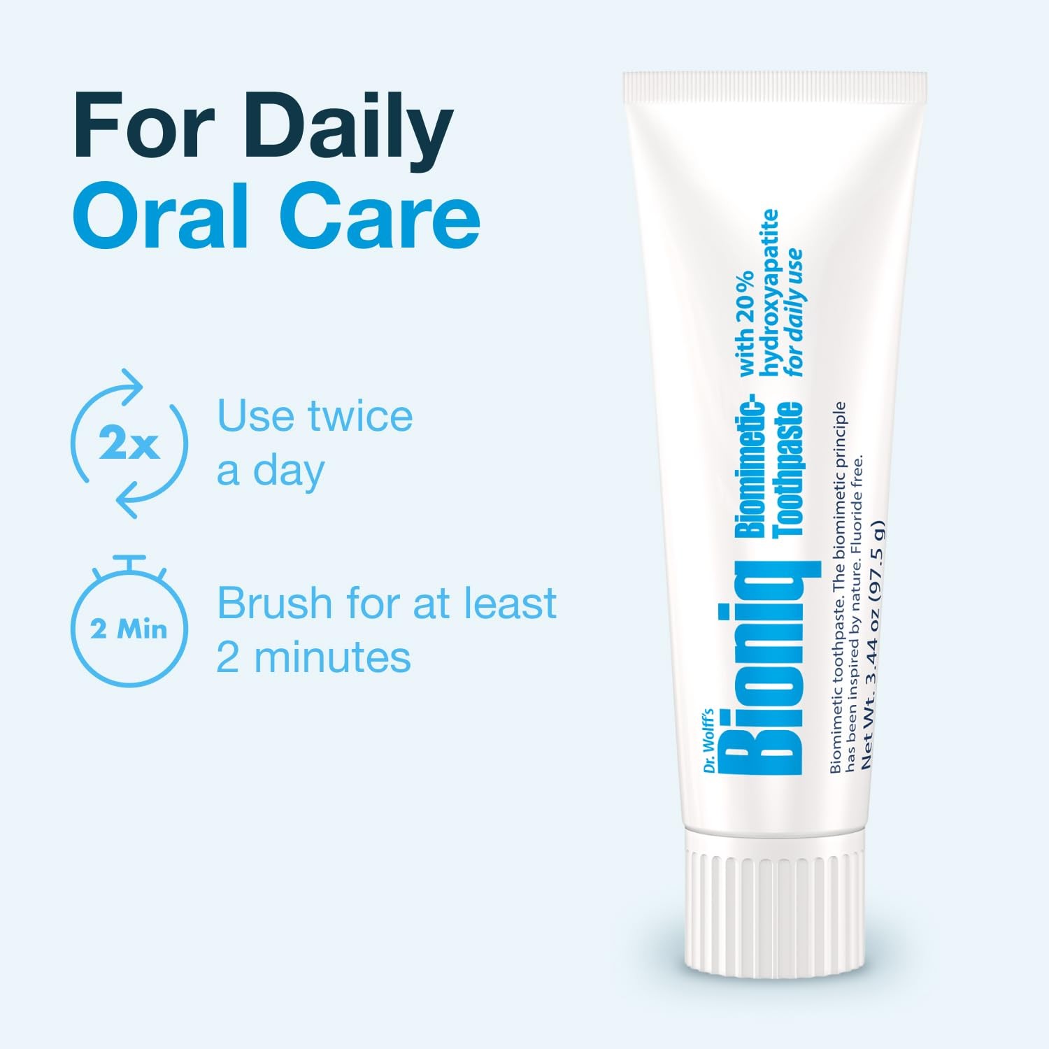 20% Hydroxyapatite Toothpaste 3.44 Oz, Fluoride Free, BioHAP Toothpaste, Natural
