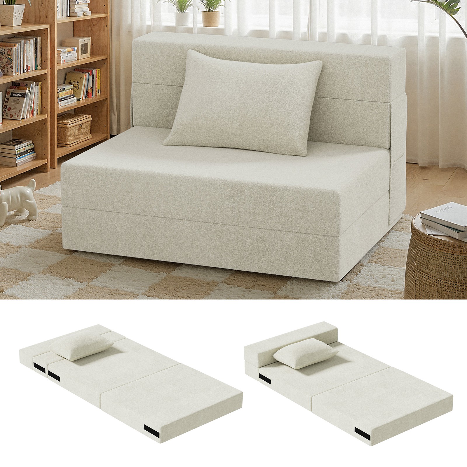 Convertible Folding Sofa Bed Folding Couch Floor Sofa Pillow Soft 39''