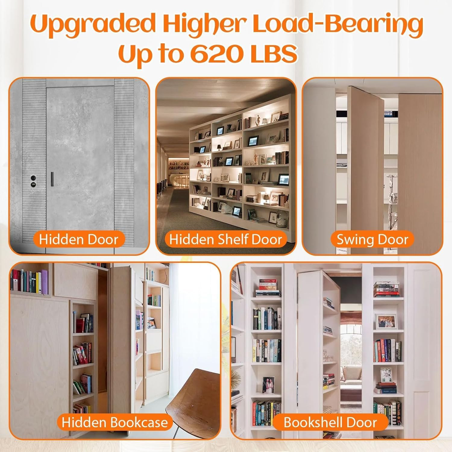 Hidden Door Hinge, 570LBS Load-Bearing Thickened Solid Alloy Steel - 360° Rotati