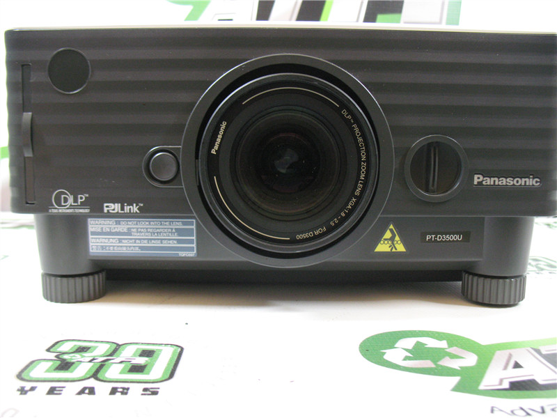 Panasonic PT-D3500U DLP Projector, 1054 Lamp Hours, Tested Inputs, 720p