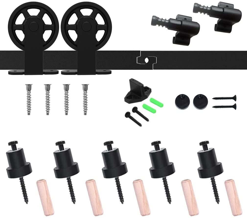 CCJH 4FT-20FT Medium Wheel Roller Sliding Barn Door Hardware Kit for 1/2 Door