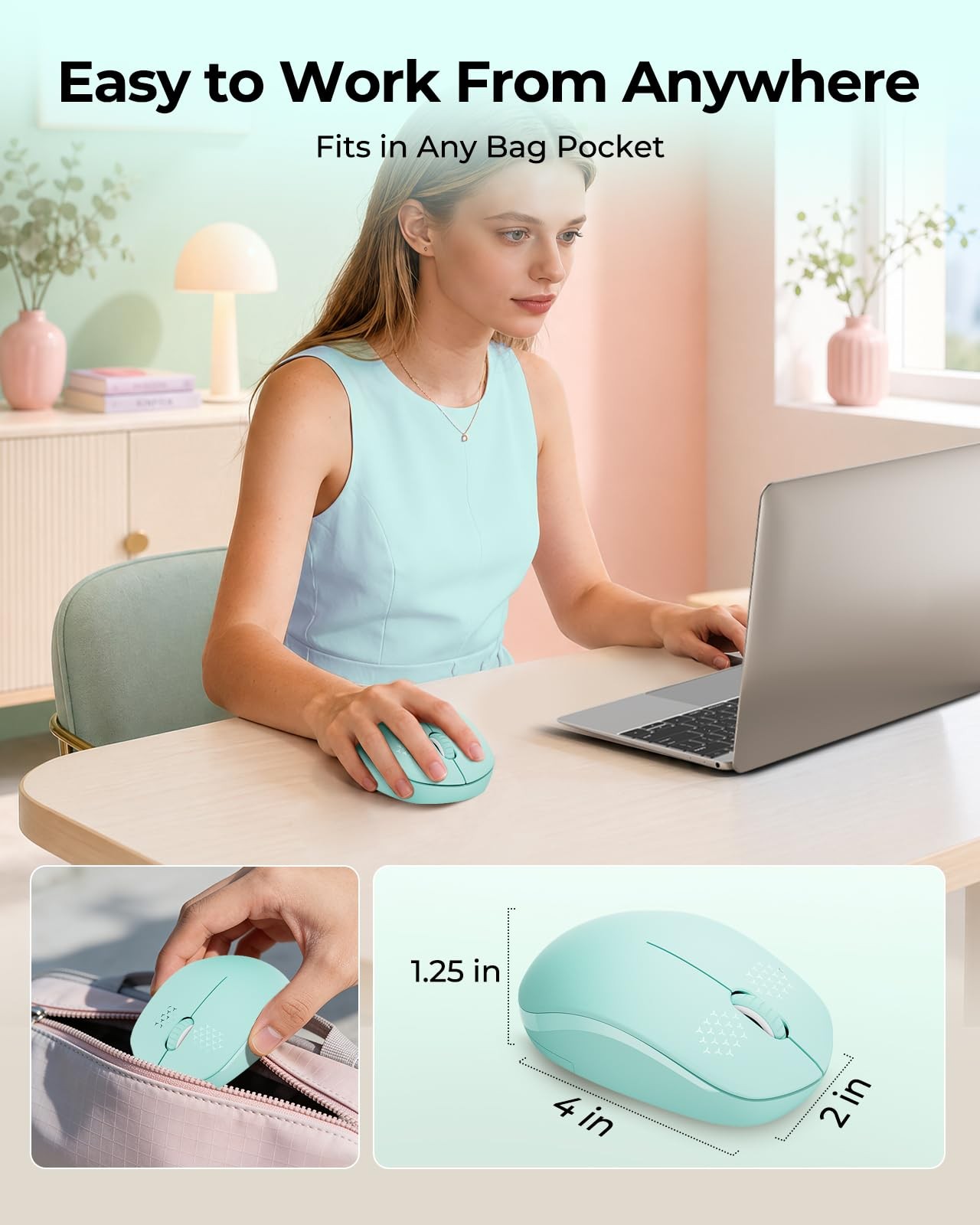 seenda Wireless Mouse 2.4G Noiseless USB Receiver Portable Computer Laptop PC