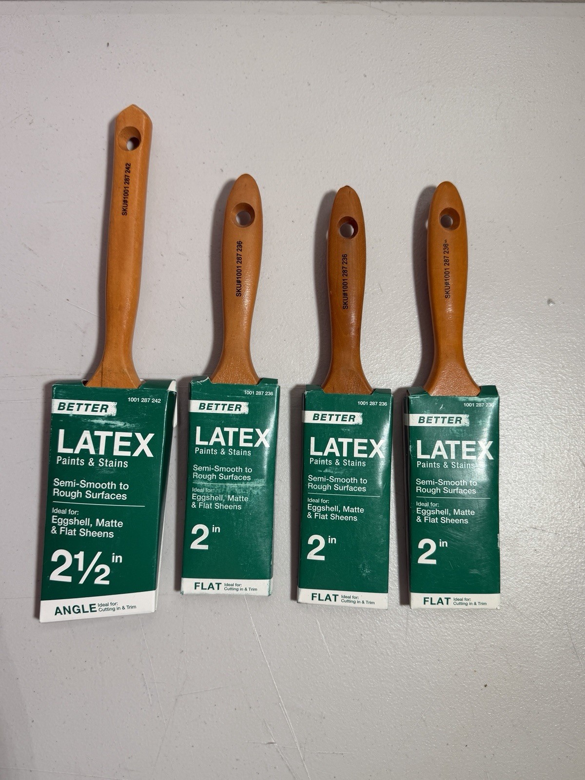 Lot 4 Better 2" Flat Paint Brushes + 2.5" Angle Cutting In Trim